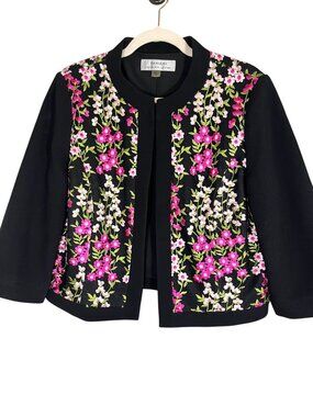 Colorful Floral Embroidered Jacket 10 Career Cottage Preppy Resort Feminine Chic